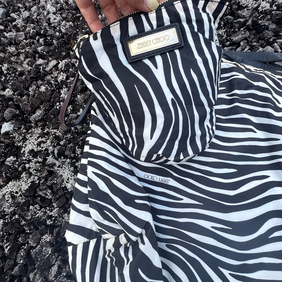 Jimmy Choo (Made in Italy) Zebra-Print Nylon Tote Bag + Matching Pouch - Picture 14 of 15